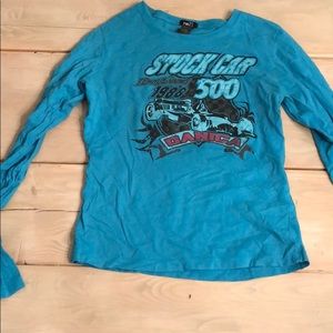 Graphic long sleeve turquoise tee